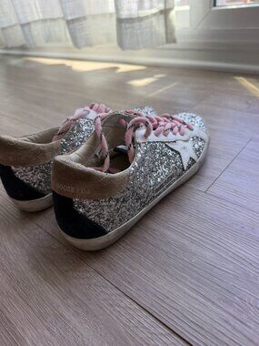 Golden Goose Silver Glitter Super Star Sneakers